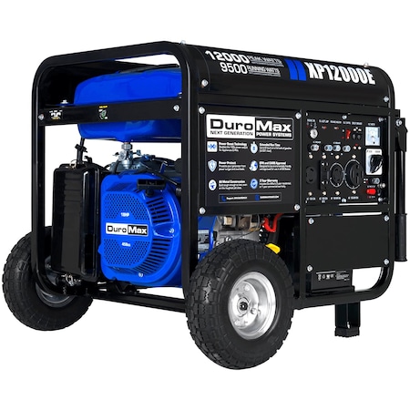 Duromax Portable Generator, Gasoline, 12,000 W/9,500 W Rated, 12,000 W Surge, Electric, Recoil Start XP12000E